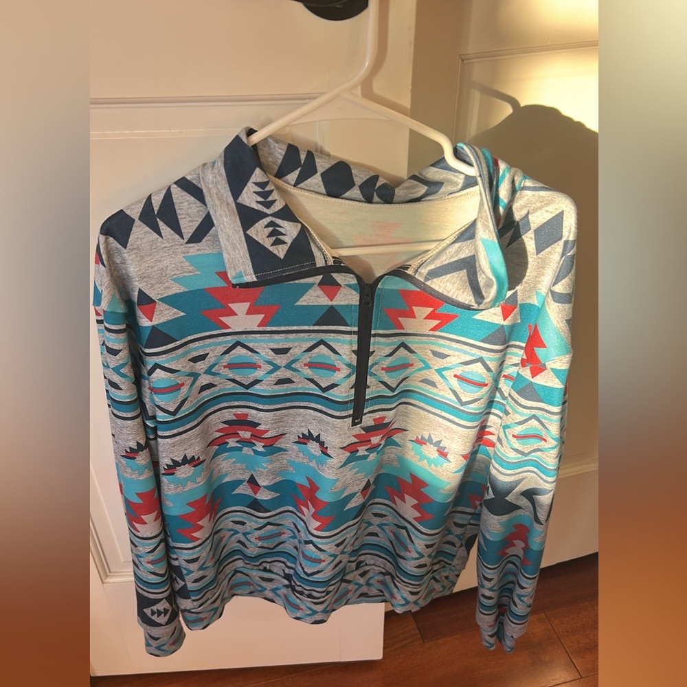 Aztec Print Quarter-Zip Pullover
